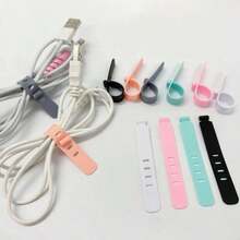 1pc/2pcs/5pcs/10pcs Silicone Cable Organizer Strap - Suitable For Phones, Tablets, Laptops Etc. - Travel Essential For Office, Dorm And Home Use - Multicolor - View 3