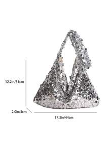 1 pezzo Borsa a spalla con paillettes e design minimalista, grande capacità, borsa da donna alla moda, stile da strada, borsa a tracolla, adatta per l estate, lo shopping, il pendolarismo e occasioni varie