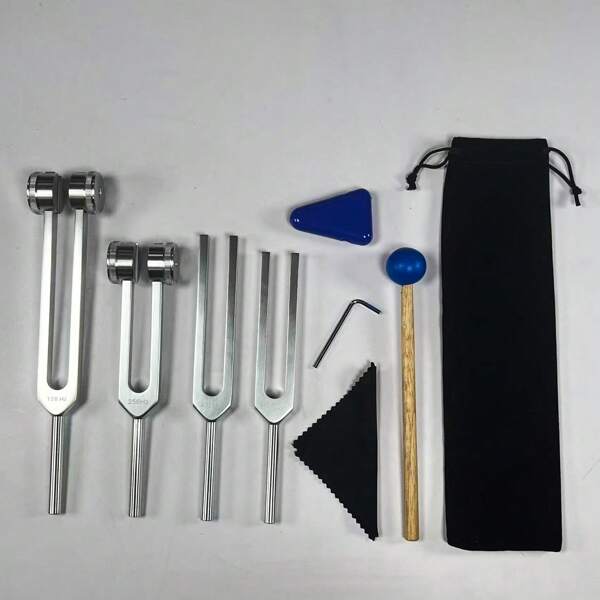 1 Set de Diapasones de Aleación de Aluminio 128Hz 256Hz 432Hz 528Hz Diapasón Binaural Transductor
