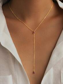 1 buc colier cu pandantiv din zirconiu colorat în formă de Y din argint 925, design minimalist, lanț de claviculă delicat, accesoriu elegant și strălucitor, potrivit pentru femei, ținute de Ziua Îndrăgostiților și diverse ocazii