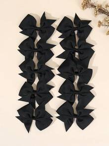 10个/40个经典纯色蝴蝶结发夹，适合女孩，有白色/红色/藏青色/黑色可选，休闲简约的返校季发饰 - 彩色 - 查看 6