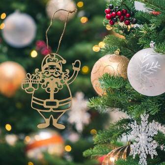 1 Set Of Ornaments (6 Pieces), Christmas Decorations, Wooden Ornaments, With Lanyards, Christmas Tree Ornaments, Gingerbread Man, Christmas Stocking, Snowman, Santa Claus, Bell, House Home Decor Room Decor Winter