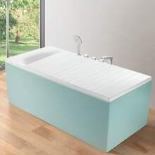 Foldable Bathtub Cover PVC Bathtub Boards, Dustproof Bath Covers, Insulation PVC Foldable Board Dustproof Bath Ray For Home, Bathroom Spa - White - View 3