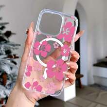 Blue Flowers Floral Print Pattern Premium Magnetic Phone Case For Compatible With  IPhone16/16Pro/16Promax/16Plus/15/15Pro/15Promax/15PLUS/14/14Pro/14Promax/14Plus/13/13Pro/12/11/11Pro/11 Promax/Xs/Xsmax, For Compatible With Samsung Galaxy S22/S23/S24/S25/Plus/FE/Edge/Ultra,Fashion Female Summer Unique Cases Transparent Shockproof Anti-Drop Ultra-Thin Design Acrylic+Tpu Hard Back Non-Yellowing Clear Protection Cover Men Casing Girl Women Ultimate Protective Fundas Para Protectores De Celulares Accessories Friend Gift Aesthetic Protector Forro De Teléfono - 無色 - 查看 1