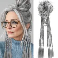 Grey Hair Scrunchie Braid Ponytail Synthetic Hairpiece, Suitable For Daily Wear For Women - Multicolor - View 1