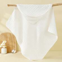 连帽襁褓毯，新生儿医院包巾，纯色平纹细布浴巾，简约纯色 - 彩色 - 查看 7