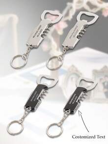 1/5pcs Personalised Custom Metal Keychain Gift, Engraved Wine Corkscrew, Wedding Gift For Best Man, Usher Groomsman-Wedding Day. ,2000s Style, Graduation Gift - Multicolor - View 1
