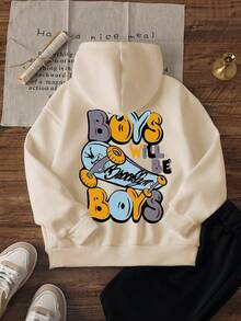 1pc Tween Boy Casual Printed Pullover Hoodie Sweatshirt, Warm Thermal Lined, Autumn/Winter Student Youth Clothing - Fun And Colorful Hoodie To Inspire Every Child's Imagination