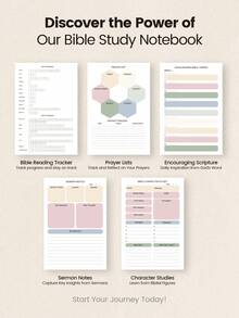 BUBU 每日圣经学习日志笔记本，1本圣经学习计划本，个性化每日晨祷日志，笔记记录，信仰主题礼物，男女皆宜，学校办公用品，教师节礼物，母亲节礼物 - 典雅粉 - 查看 6