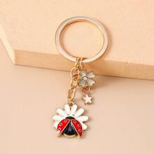 1pc Unisex Creative Daisy Ladybug Keychain, Cute Animal & Flower Pendant, Simple Bag/Car Key Chain Accessory Car Accessories Goth Y2k - Multicolor - View 5