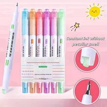 6 支/8 支套装花卉轮廓记号笔、荧光荧光笔、波浪轮廓笔，适用于学生计划突出显示、夏季