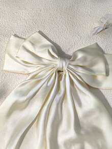 1 件女士蝴蝶结发饰，米色大蝴蝶结发夹，适合女孩，丝滑缎带发带，大发夹，可爱美观发饰，金属蝴蝶结发夹，中性色，爪夹，发夹，发夹 - 彩色 - 查看 5