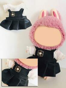 17cm First, Second, And Third Generation Bubu Pendant Baby Clothes Brown Bear Sweater Set Knitted Thread Sweater Hat Clothes (Clothes Only) - White Shirt + Rose Leather Skirt - View 2