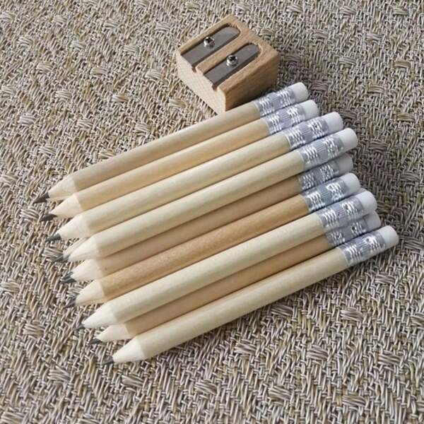 40pcs Golf Short Pencil With Eraser, Log Pencil, Special Pencil For Kids, Suitable For Office Meeting, Daily Writing, Painting And Sketching.