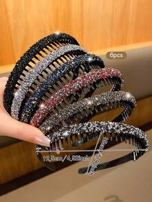 6个时尚水钻发圈，防滑发夹，适合日常使用 - 彩色 - 查看 3