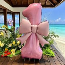 2pcs/Set 32" Pink Number 0-9 Balloons, 21" Butterfly Foil Balloons, Suitable For Birthday, Anniversary, Wedding, Proposal And Other Festivals, Decoration Balloons For All Ages