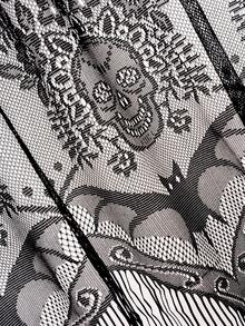 1pc Black Skeleton Lace Hanging Screen Curtain, Holiday Decor - Black - View 10