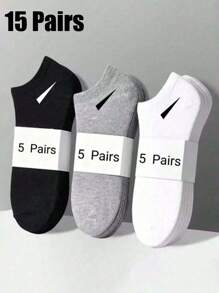 1/9/15 Pairs Unisex Socks, Sports Socks, White/Black/Grey Short Socks, Invisible Socks, Solid Color Minimalist Style, Suitable For Casual Daily Wear
