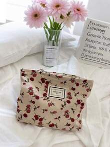 1 件花朵图案印花便携式收纳袋女士化妆包化妆包笔盒洗漱包适合少女、大学生和女士适合户外、旅行、节日和假期假日和学校旅行必需品夏季返校学校用品袋适合学校旅行包女士化妆包适合旅行用品