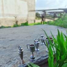 锌合金桌面装饰收藏品，奖杯模型/欧洲杯、国王杯、各类体育赛事奖杯、书挡装饰摆件，适合生日、旅游纪念品、毕业典礼、主题派对 - 彩色 - 查看 4