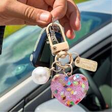 Heart Keychain Charm, Decorative Bag Charm, Acrylic Bag Keychain Pendant For Women Men, Purse Keychain Pendant, Decorative