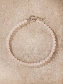 1 pièce Collier de mode bohème en pierre naturelle de 8 mm pour femmes. Collier de perles colorées en tourmaline et cristal rose pour femmes