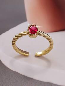 1 件女士优雅可开口戒指 - 简约椭圆形设计，镶嵌方晶锆石，适合周年纪念、情人节、母亲节、日常优雅、简约礼物戒指