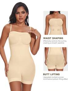 Anti Chafing Strapless Shapewear Bodysuit Women Tummy Control Smooth Body Shaper With Removable Straps Multiway Tube Tops - Màu be - Xem 2