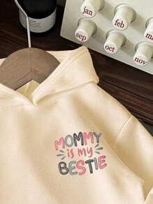 Young Girls Letter Print Warm Hoodie Sweatshirt