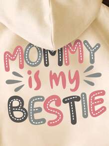 Young Girls Letter Print Warm Hoodie Sweatshirt