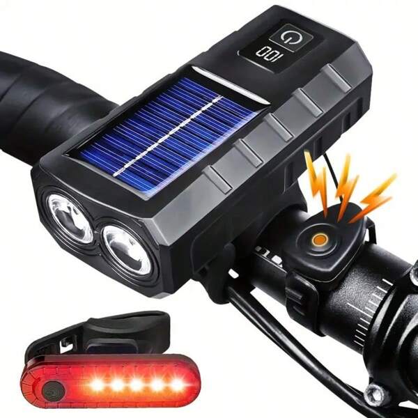 Linterna frontal para ciclismo de 400 Lúmenes con altavoz recargable por USB, resistente al agua IPX4, con 3 modos de iluminación para ciclismo, escalada y exploración de exteriores