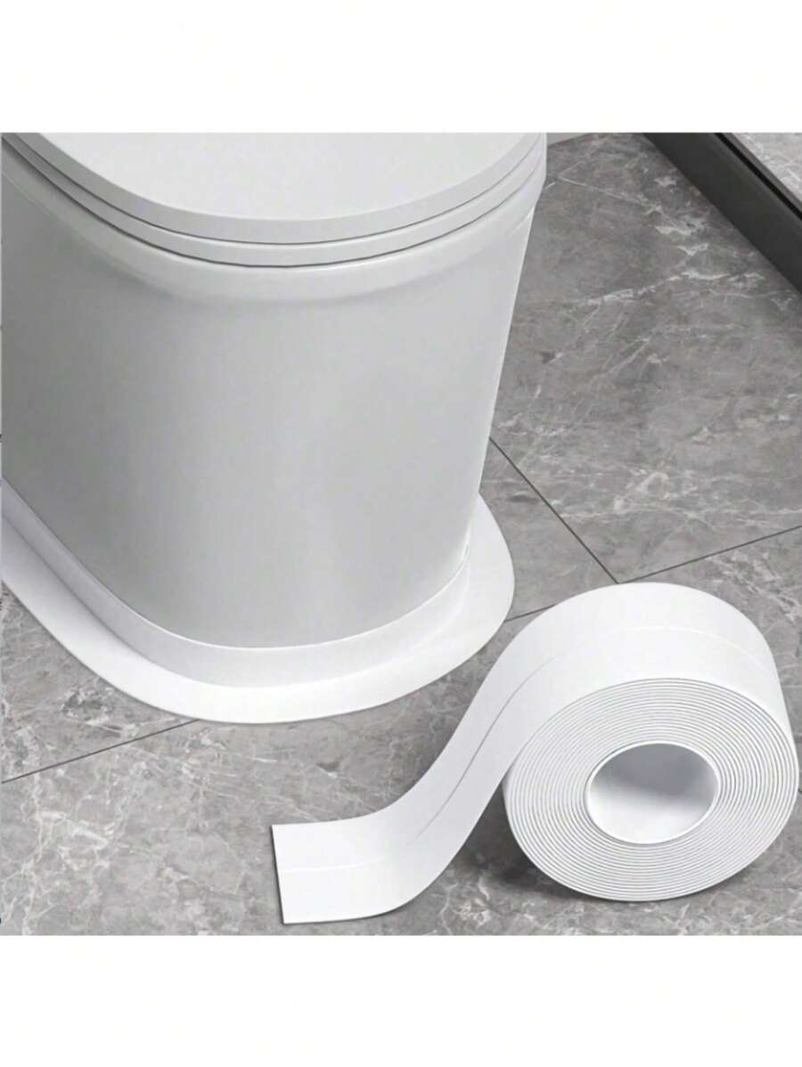 1 Piece White Floor Sealing Sticker/Sealing Strip/Waterproof Sealant Tape, 1 Roll, PVC Waterproof Sealing Strip, Self-Adhesive Caulking Tape, Caulking Sealant Tape, Self-Adhesive Sink Stove Crack Sealer, Kitchen Bathroom Bathtub Corner Sealant Tape, Floor Wall Edge Protector
