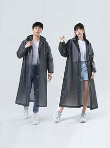 1 pièce Imperméable long noir unisexe Manteau de pluie avec capuche Veste de tranchée pour randonnée extérieure Manteau de pluie pour l'école, le bureau, la maison, les voyages (Avant l'achat, vous devez déterminer la taille correspondante selon le tableau des tailles.)