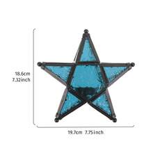1 件欧式复古彩色防风玻璃烛台，五角星压花玻璃和铁艺悬挂烛台（不含蜡烛），彩色五星悬挂装饰，适合节日、婚礼、家居、酒吧和餐厅，馈赠佳品 - 彩色 - 查看 19