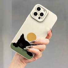 A Phone Case With A Black Cat And Moon Design, Featuring Soft Angel Eyes, A UV-Printed Matte Finish, And 360-Degree Full Protection, Compatible With IPhone 16 Pro Max, 16, 15 Pro, 14 Plus, 13, 12 Pro, 11 Pro Max, X, And XS Max. - 彩色 - 查看 4