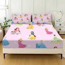 Disney Juego de sábanas de 3 piezas Disney, 1 sábana ajustable, 2 fundas de almohada (sin núcleo) del personaje Stitch, elegante, suave y cómodo, adecuado para dormitorios familiares, habitaciones de invitados, universal para todas las estaciones