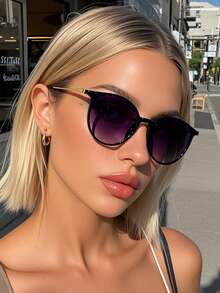 1 件女士金属圆形全框有色镜片个性化百搭休闲优雅生活时尚眼镜适合度假装、驾驶、音乐节、户外休闲活动、街拍适合所有脸型圆形色调 - 彩色 - 查看 10