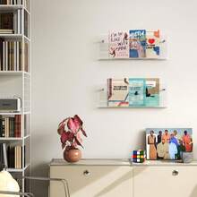 2 Giá đựng tạp chí Acrylic, 15 inch (khoảng 40,7cm) Giá đựng đĩa LP/sổ tay, Giá treo sách thời trang để lưu trữ sách trong phòng chờ, phòng khách, văn phòng, Trong suốt 15,7 inch (khoảng 40cm) - trong suốt - Xem 10