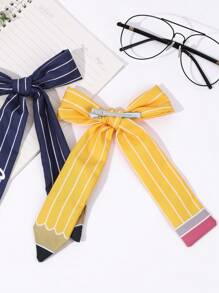 1 pezzo Fiocco per capelli personalizzato per il ritorno a scuola per ragazze, fiocco per forniture scolastiche con nome personalizzato e lunga coda, accessori carini per capelli per ragazze, regali per la laurea, regali per la festa degli insegnanti, fermaglio per capelli personalizzato