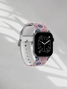 1 pieza Brazalete de repuesto suave, elástico y transpirable con diseño de ojo en forma de corazón compatible con relojes inteligentes , Garmin, Honor, Apple Watch 38mm/40mm/41mm/42mm/44mm/45mm/49mm. Correa de silicona casual y de moda de varios colores compatible con Apple Watch Ultra Series, SE/10/9/8/7/6/5/4/3/2/1, 1 pieza Brazalete de repuesto suave, elástico y transpirable con estampado floral colorido compatible con Apple Watch