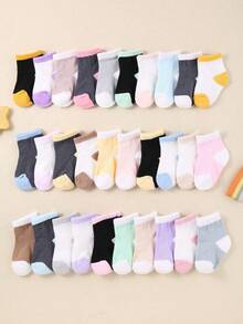 5/10/20 Pairs Of Baby Socks With Spliced Colors, Soft And Comfortable Toddler Socks For All Seasons, Casual And Sports Socks That Can Be Worn By Both Boys And Girls,Suitable For Babies In The Toddling Stage Aged 0-3. - Multicolor - View 5