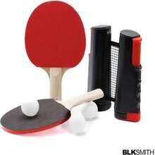 BLKSMITH All-In-One Portable Ping Pong Set With Retractable Ping Pong Net (Up To 75" Wide), 2 Premium Paddles, 3 Balls - Complete Portable Ping Pong Table Set For Indoor And Outdoor Use Family Fun