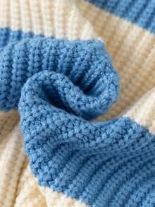 Young Boy Thick Striped Sweater, New Autumn/Winter Kids Warm Knitted Pullover