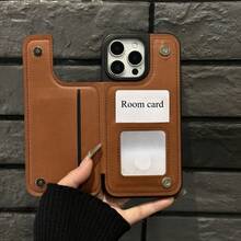Funda tipo cartera con tapa para phone, de piel sintética, con soporte. Diseño elegante con ranura para tarjetas. Compatible con phone 16 Pro, 15, 14, 13, 12 Pro Plus y 15 Pro. - Colores mixtos 2 - Ver 8