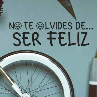 1 Set de Vinilos de Pared con Cita Inspiradora y Motivacional "No Olvides Ser Feliz", Decoración para Sala de Juegos, Dormitorio y Hogar