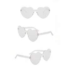3 Pc Heart-Shaped Sunglasses, Frameless Heart-Shaped Glasses