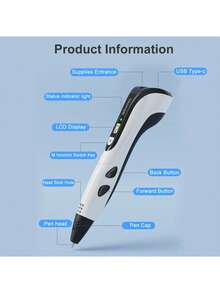 GOLDFOX 3D Printing Pen DIY Art Craft Graffiti Drawing 3D Pen Set With LCD Display And 36m PLA Filament