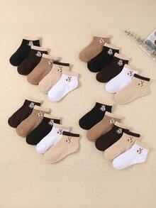 10 Paar Kindersocken mit braunem Bärenmuster in Kontrastfarben, bequem und weich, erschwinglich und fleckresistent, modisch und vielseitig, geeignet für Reisen, Schule und den Alltag, Mädchen Socken, Teenager Socken, Geschenke