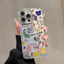 Funda para teléfono 1PC 16/15/14/13/12/11 Pro Plus Nuevo 2025 Patrón de moda Textura galvanizada Teléfono móvil con láser IMD, equipado con película de lente, teléfono móvil híbrido clásico antigolpes - Colores mixtos 1 - Ver 6