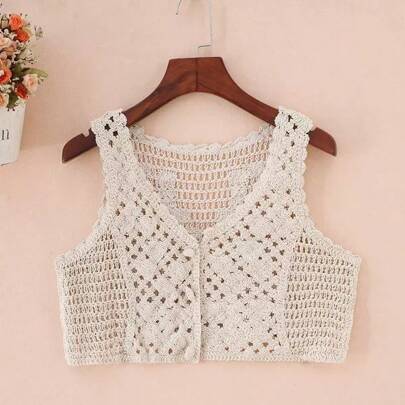 Cardigan de malha vazado em crochê damasco da moda feminina